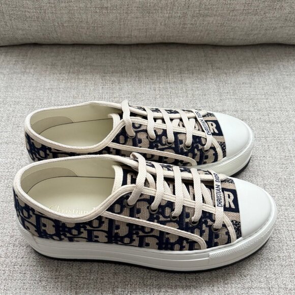 Christian Dior Walk'n'Dior Deep Blue Embroidered Platform Sneaker Size 39 - Picture 1 of 10